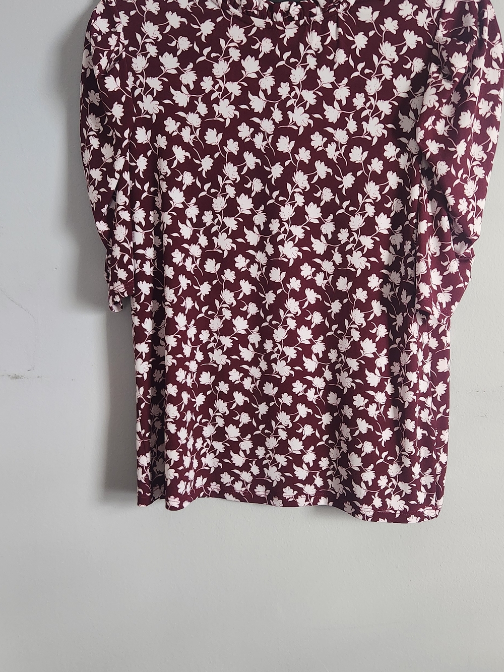 Floral Maroon and White Shift Dress